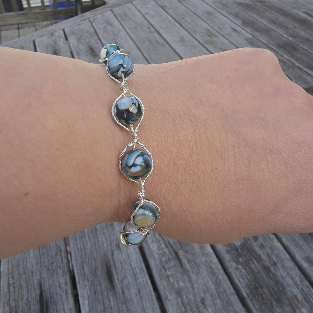 Abalone Shell Wire Wrapped Bracelet - Picture 3 of 3